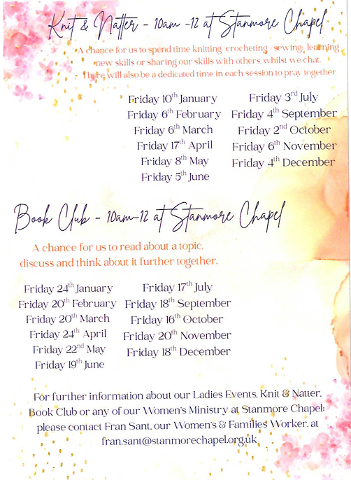 Women's group 2026 flyer back